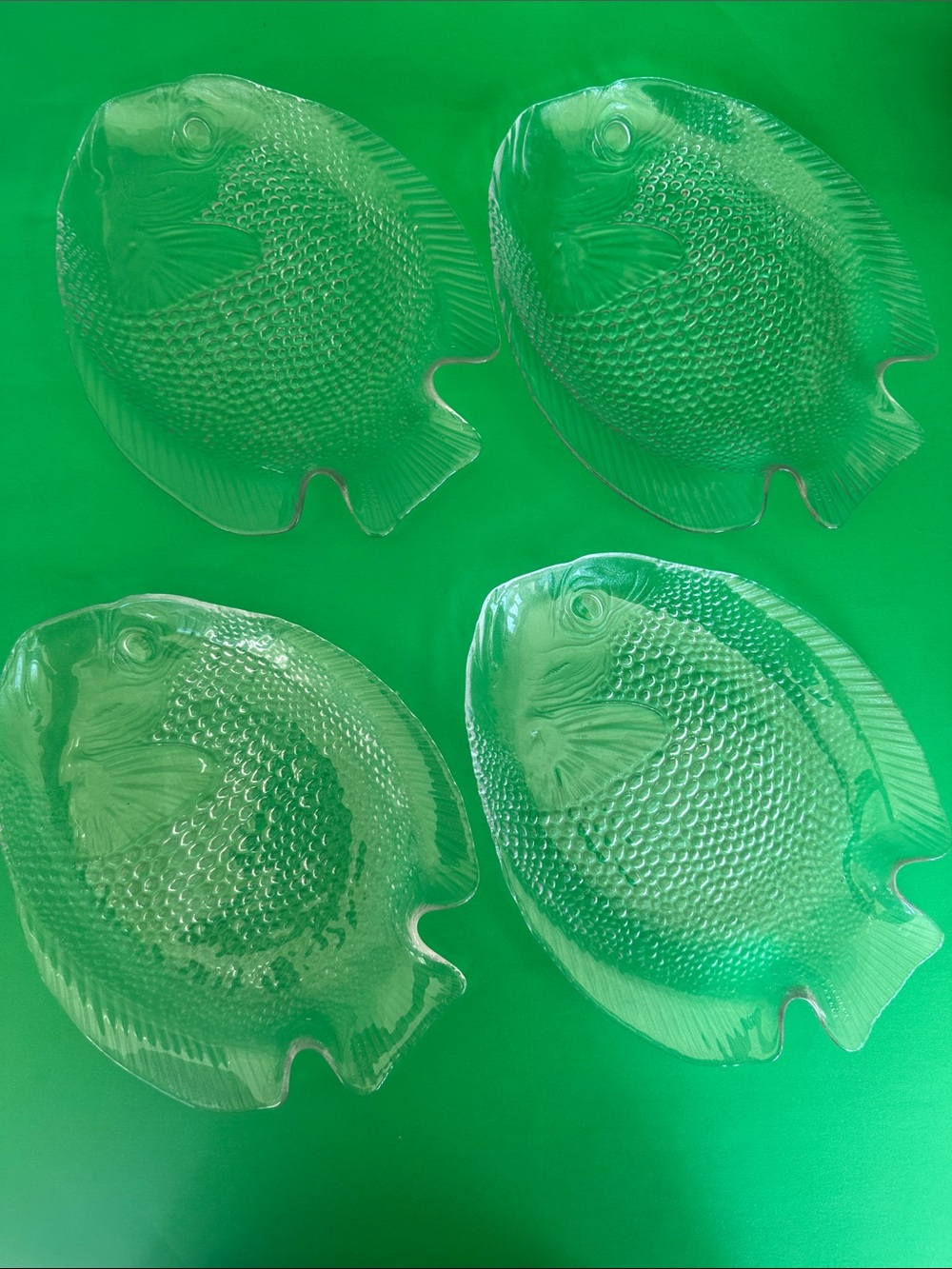 Clear Fish-Shaped Glass Serving Plates - Set of 4